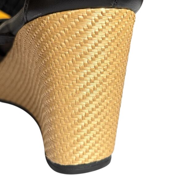 New With Box MARION PARKE Penny 70 Wedge Sandal 39.5 / US 9.5 Black Leather - Picture 9 of 13